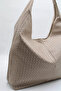 Large Knitted Textured Women's Shoulder Bag with a Casual Look and Large Volume - 3