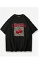 Women's Cherries Printed Oversized Black Tshirt