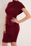 Burgundy Women's Draped High Collar Gathered Lace-Up Bodycon Dress - 2