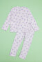 Floral Pattern Crew Neck Fleece Girls Pajama Set - 5