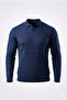 Knitted Pattern Fit Collar Knitwear Men's Sweater - 2