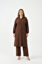 Bürümcük Fabric Shirt Collar Tunic Set Buttoned Along the Length Suitable for Hijab Plus Size