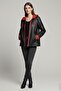 Black Marc Zippered Wide Cut Women's Genuine Leather Coat - 3