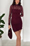 Women's Mock Neck Lined Lace Dress - 4