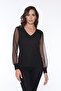 8500 Tulle Sleeves Glittery Women's Bodysuit