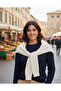 Women's Ecru Sweater-Looking Knitwear Shawl |   Tie-Up Casual Selection