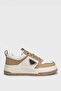 Women's Khaki Leather Sneaker Shoes White Beige - 3
