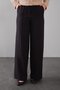 Black Ribbed Stitched Pants with Elastic Waist - 2