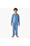Boys Pyjama Set with Print - Cotton - Long Sleeves - Notch Collar
