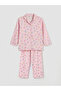 Pink Shirt Collar Heart Printed Girls Pajama Set - 2