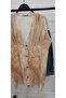 Long Knit Cardigan with Denim Detail on the Sleeves - 1180 - 2