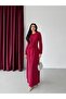 Burgundy Tie-Front Long Dress - 2