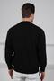 Black/Lilac Crew Neck Lilac Burgundy Patterned 100% Lamb Wool Men's Knitwear Sweater - 6