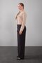 Black Ribbed Stitched Pants with Elastic Waist - 4