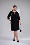 Plus Size Women's Three Quarter Sleeve Stone Dress Black - 2