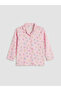 Pink Shirt Collar Heart Printed Girls Pajama Set - 3