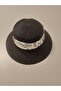 Black Knitted Textured Summer Straw Wide Brim Hat with White Color Bow Detail - 2
