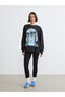 Stitch Printed Oversized Women's Thick Sweatshirt - 2