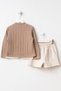 3-Piece Holiday Outfit for Girls with Bow Detail, Cardigan, Shorts and Skirt, Brown - 5