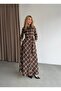 Plaid Shirt Collar Front Buttoned Waist Belted Side Pocket Top Regular Bottom Flared Maxi Length Prenium Dress