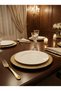 6 Pieces 30 cm Gold Luxury Placemat Set, Polycarbonate Unbreakable American Service, Stylish Tableware Presentation Mat - 6