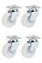 4 Pcs Hts 221 Polyamide Furniture Wheel with Roller Swivel Plate 50 Mm, 140 kg Capacity Set with Screws