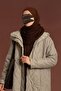 Hooded Long Length Quilted Coat - Sofy Green - 7