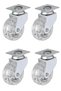 Hts 325 Transparent Roller Swivel Furniture Caster 50 mm Set of 4 - with Screws
