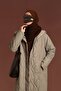 Hooded Long Length Quilted Coat - Sofy Green - 4