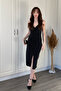 Adjustable Slit Glitter Midi Dress with Straps - 6