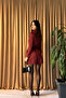 Women's Shirt Collar Belted Mini Jumpsuit Dress – Long Sleeve, Button-Up, Stylish and Casual-Red - S - 2