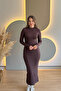 Basic Brown Long Dress with Finger Loops - 7