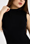 Women's Black Sleeveless Bodysuit Half Turtleneck - 4