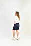 Women's Stretchy Fabric Gathered Front Slit Stylish Shorts Skirt - 4