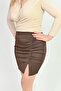 Women's Stretchy Fabric Gathered Front Slit Stylish Shorts Skirt - 4
