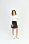 Women's Stretchy Fabric Gathered Front Slit Stylish Shorts Skirt - 4
