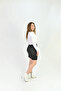 Women's Stretchy Fabric Gathered Front Slit Stylish Shorts Skirt - 6