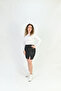 Women's Stretchy Fabric Gathered Front Slit Stylish Shorts Skirt - 5