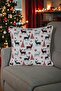 Christmas Themed Deer Patterned Velvet Throw Pillow Cover and Table Runner Set Digital Printing - 4