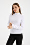 Women's White Long-Sleeved Bodysuit Turtleneck - 6