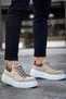 Mhd-099 Men's Lace-Up High Sole Suede Sneaker Shoes Sbt - Beige - 3