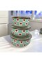 Enamel Storage Container Set of 3 – with Gold Detail and Vacuum Lid, Heart Pattern