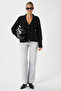Women's Alexa Tok Textured Black Pocket Cardigan - 4