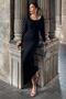 Black Collar Ruched Detail Long Black Dress 2943 R4-G-K4 - 2