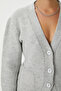 Women's Alexa Tok Textured Gray Pocket Cardigan - 4