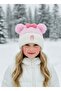 Girl's Premium Bow Snow Beanie with Fleece Inside and Ear Protection - 3