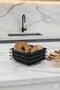 Black Square Bread Basket Square Napkin Holder Square Trivet 3-Piece Serving Presentation Set - 3