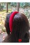 Red Velvet Padded Curved Handmade Women's Hair Crown 3 cm – Stylish Thick Hairband Dd676 - 4
