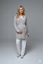 Women's Ecru Jacquard Shawl Collar Lace Winter Special Design Maternity Pajama Set