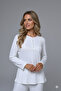 Women's Ecru Jacquard Shawl Collar Lace Winter Special Design Maternity Pajama Set - 2